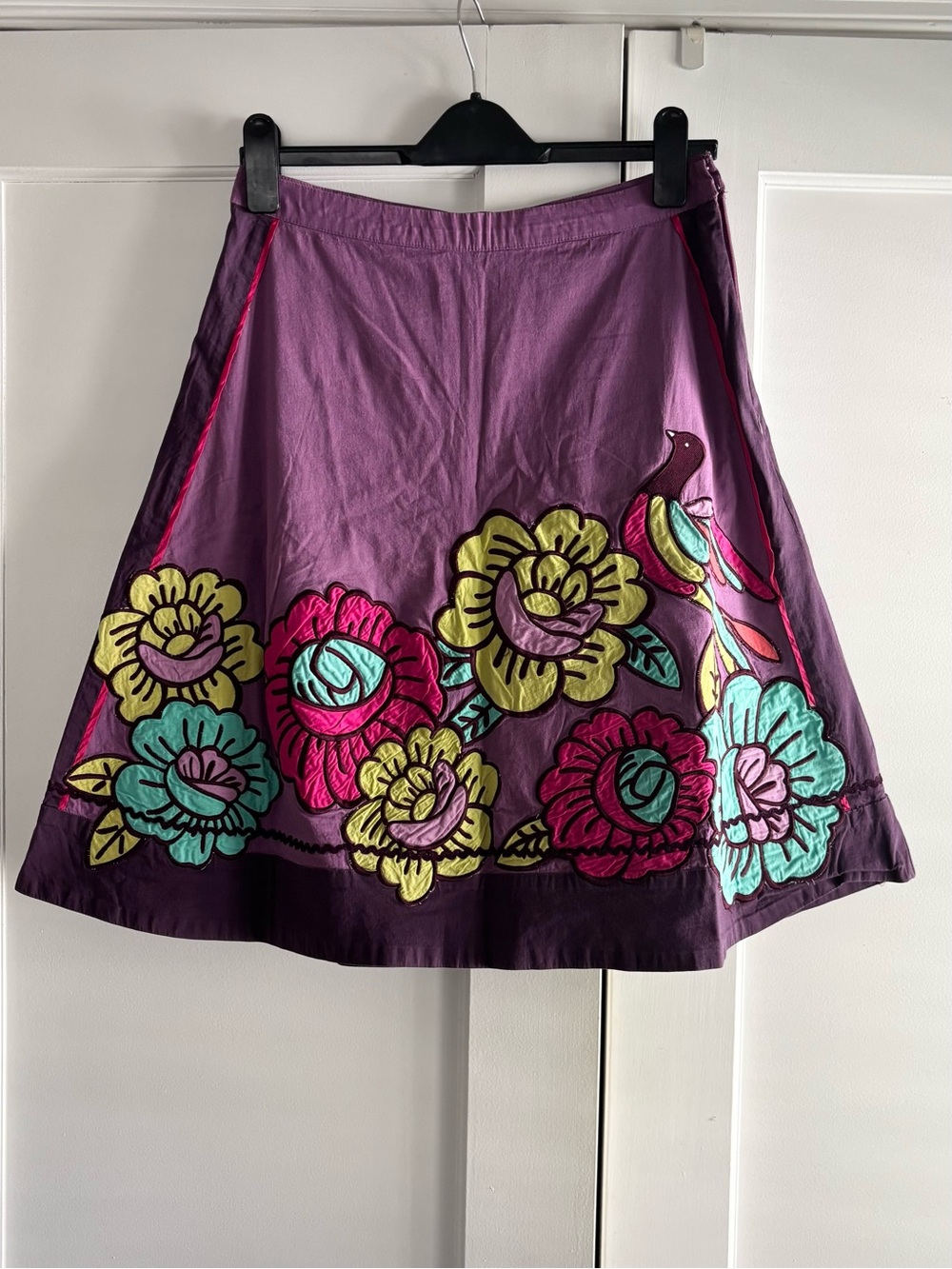 Unique Handmade Purple Floral A-Line Skirt Size S/M